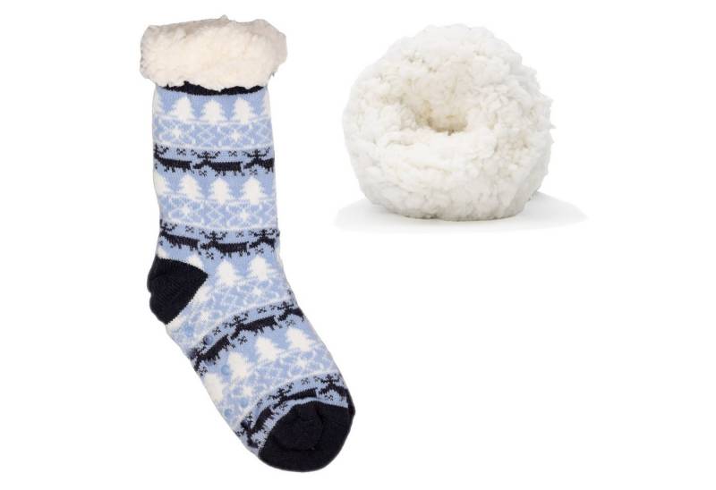 Frostfighter Haussocken Damen Hüttensocken mit ABS Stoppersohle (1-Paar) Hüttenschuhe, Wolkenfutter, dicke warme gefütterte Socken, Gr.35-41 von Frostfighter