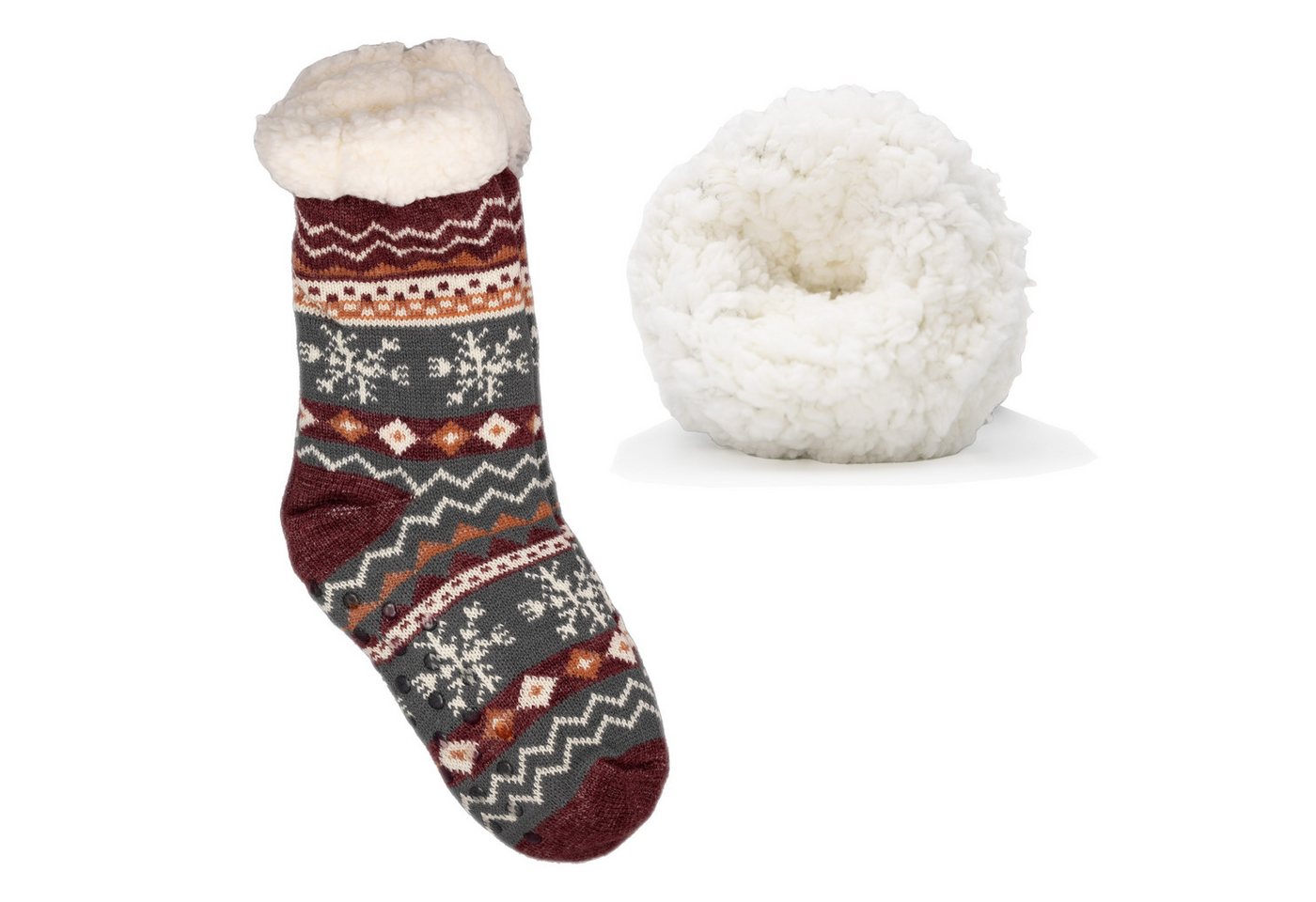 Frostfighter Haussocken Damen Hüttensocken mit ABS Stoppersohle (1-Paar) Hüttenschuhe, Wolkenfutter, dicke warme gefütterte Socken, Gr.35-41 von Frostfighter