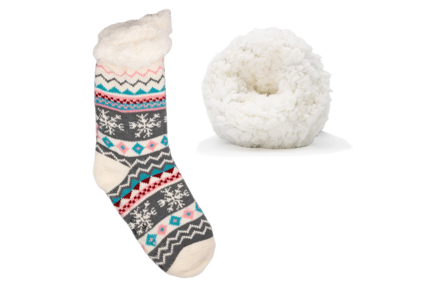 Frostfighter Haussocken Damen Hüttensocken mit ABS Stoppersohle (1-Paar) Hüttenschuhe, Wolkenfutter, dicke warme gefütterte Socken, Gr.35-41 von Frostfighter