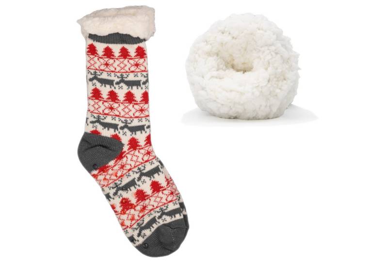 Frostfighter Haussocken Damen Hüttensocken mit ABS Stoppersohle (1-Paar) Hüttenschuhe, Wolkenfutter, dicke warme gefütterte Socken, Gr.35-41 von Frostfighter