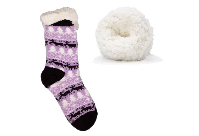 Frostfighter Haussocken Damen Hüttensocken mit ABS Stoppersohle (1-Paar) Hüttenschuhe, Wolkenfutter, dicke warme gefütterte Socken, Gr.35-41 von Frostfighter