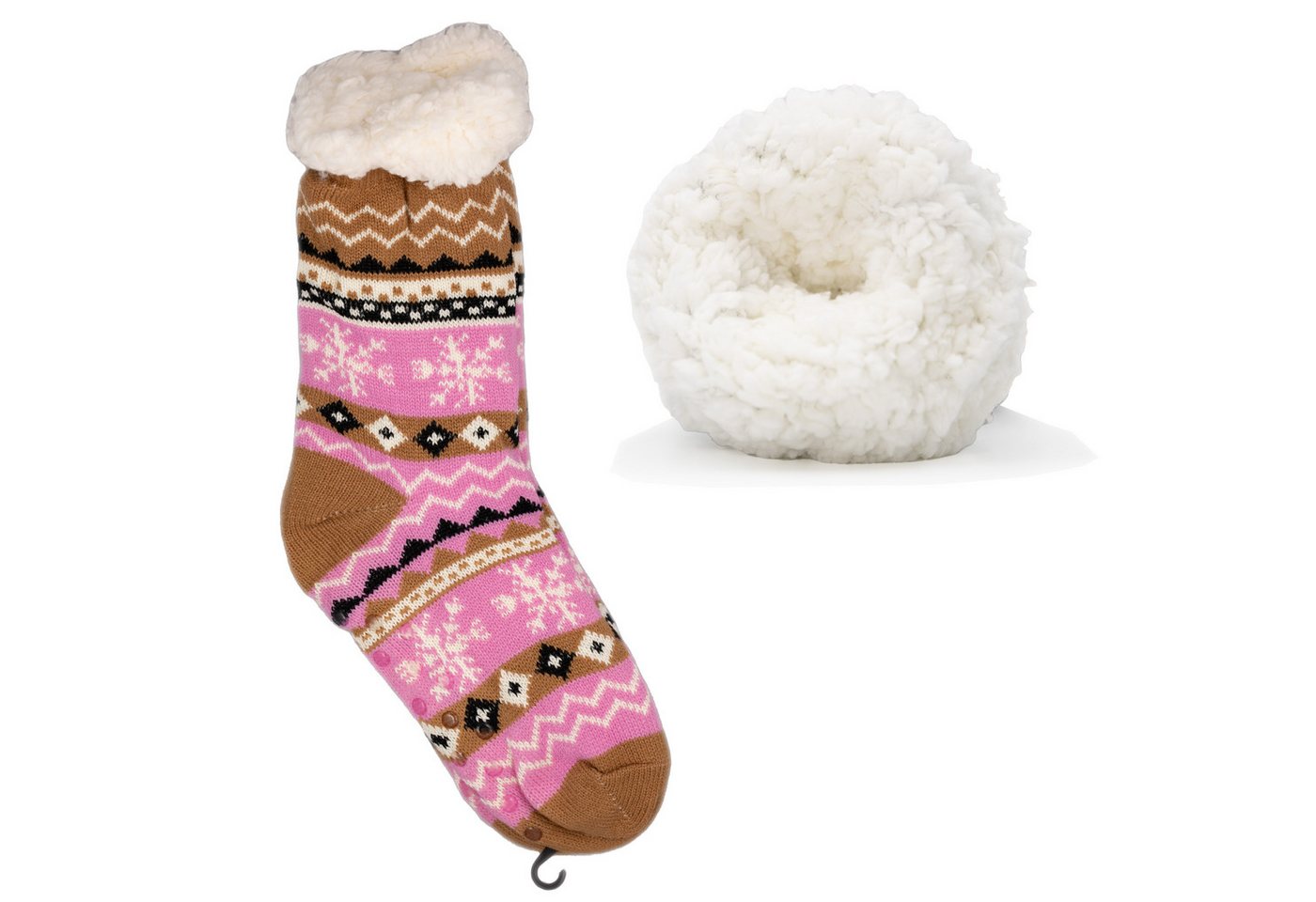 Frostfighter Haussocken Damen Hüttensocken mit ABS Stoppersohle (1-Paar) Hüttenschuhe, Wolkenfutter, dicke warme gefütterte Socken, Gr.35-41 von Frostfighter