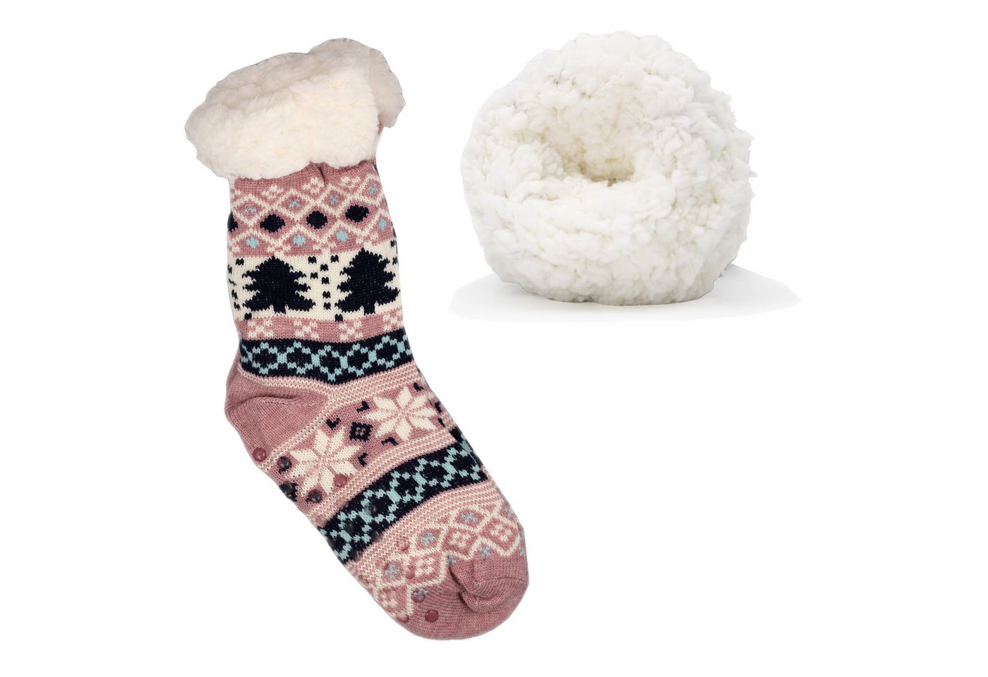 Frostfighter Haussocken Damen Hüttensocken mit ABS Stoppersohle (1-Paar) Hüttenschuhe, Wolkenfutter, dicke warme gefütterte Socken, Gr.35-41 von Frostfighter