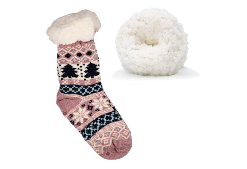 Frostfighter Haussocken Damen Hüttensocken mit ABS Stoppersohle (1-Paar) Hüttenschuhe, Wolkenfutter, dicke warme gefütterte Socken, Gr.35-41 von Frostfighter