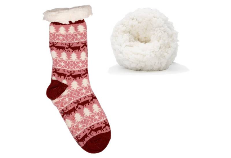 Frostfighter Haussocken Damen Hüttensocken mit ABS Stoppersohle (1-Paar) Hüttenschuhe, Wolkenfutter, dicke warme gefütterte Socken, Gr.35-41 von Frostfighter