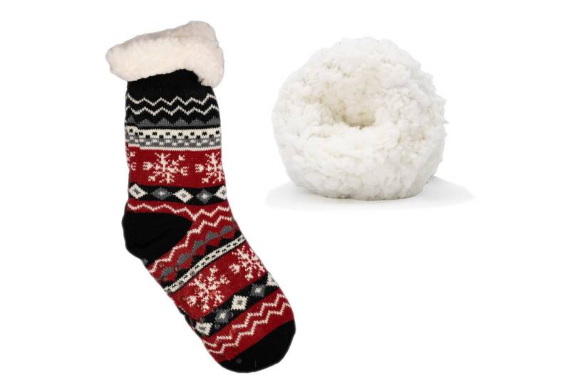 Frostfighter Haussocken Damen Hüttensocken mit ABS Stoppersohle (1-Paar) Hüttenschuhe, Wolkenfutter, dicke warme gefütterte Socken, Gr.35-41 von Frostfighter