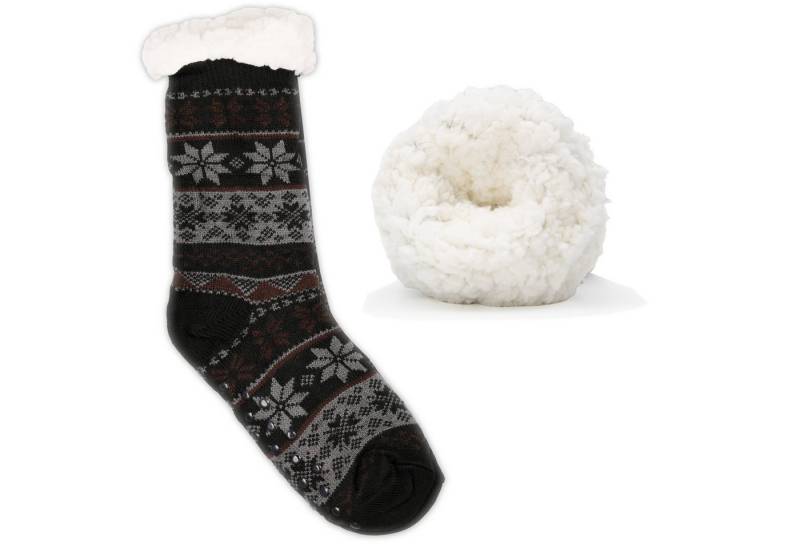 Frostfighter Haussocken Herren Hüttensocken mit ABS Stoppersohle (1-Paar) Hüttenschuhe, Wolkenfutter, dicke warme gefütterte Socken Gr.40-46 von Frostfighter