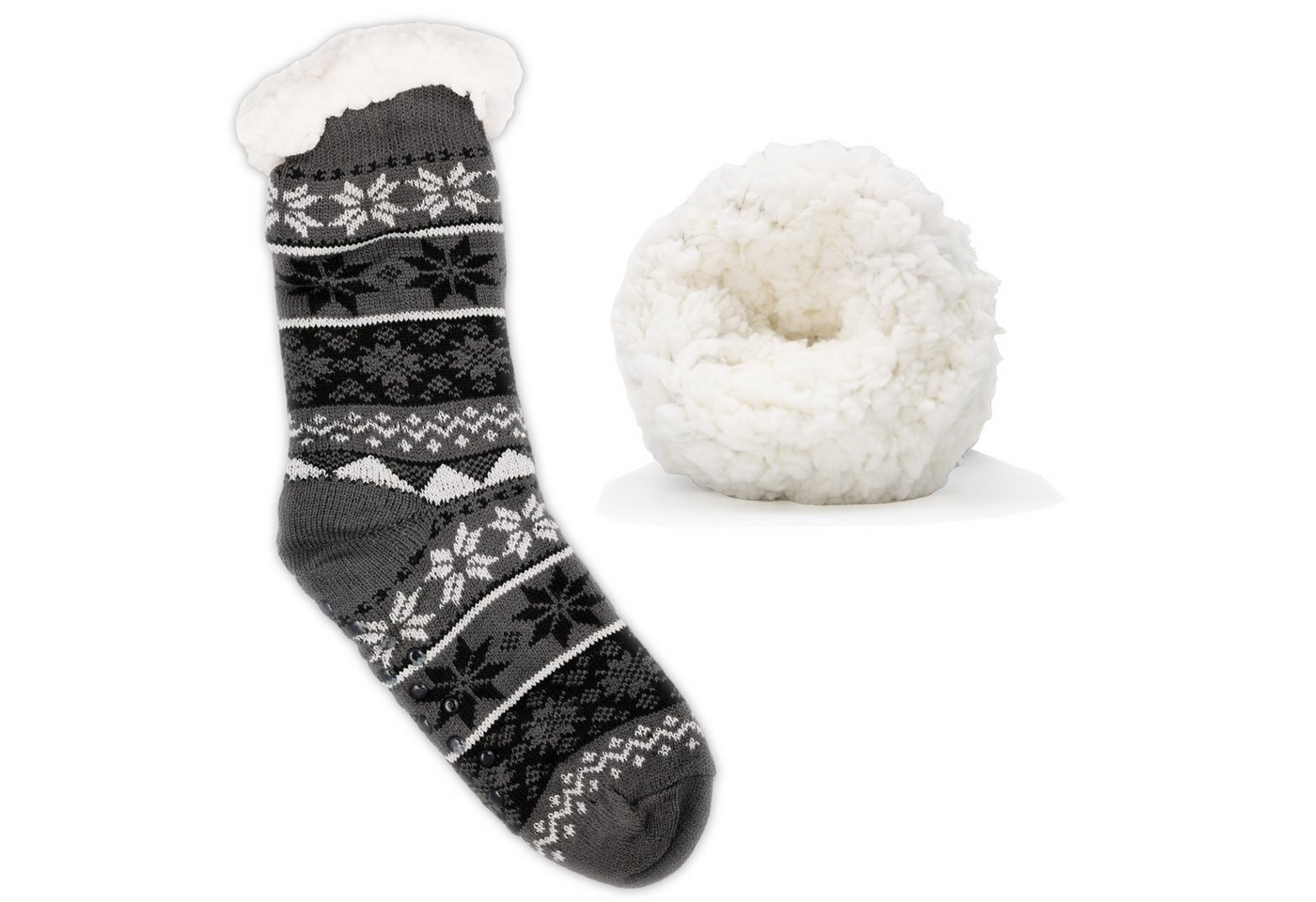 Frostfighter Haussocken Herren Hüttensocken mit ABS Stoppersohle (1-Paar) Hüttenschuhe, Wolkenfutter, dicke warme gefütterte Socken Gr.40-46 von Frostfighter