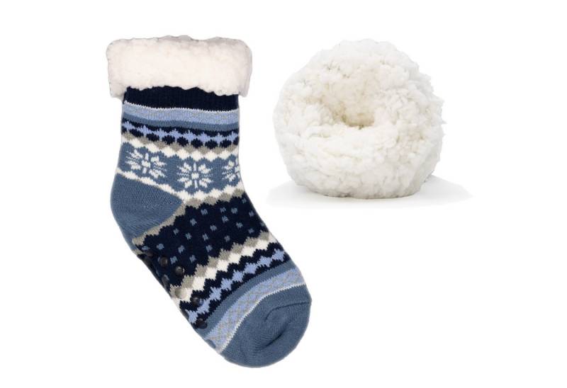 Frostfighter Haussocken Kinder / Jungen Hüttensocken mit ABS Stoppersohle (1-Paar) Hüttenschuhe, Wolkenfutter, dicke warme gefütterte Socken Gr.30-35 von Frostfighter