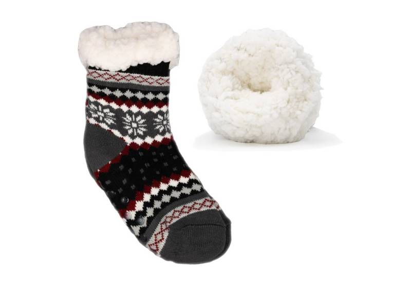 Frostfighter Haussocken Kinder / Jungen Hüttensocken mit ABS Stoppersohle (1-Paar) Hüttenschuhe, Wolkenfutter, dicke warme gefütterte Socken Gr.30-35 von Frostfighter