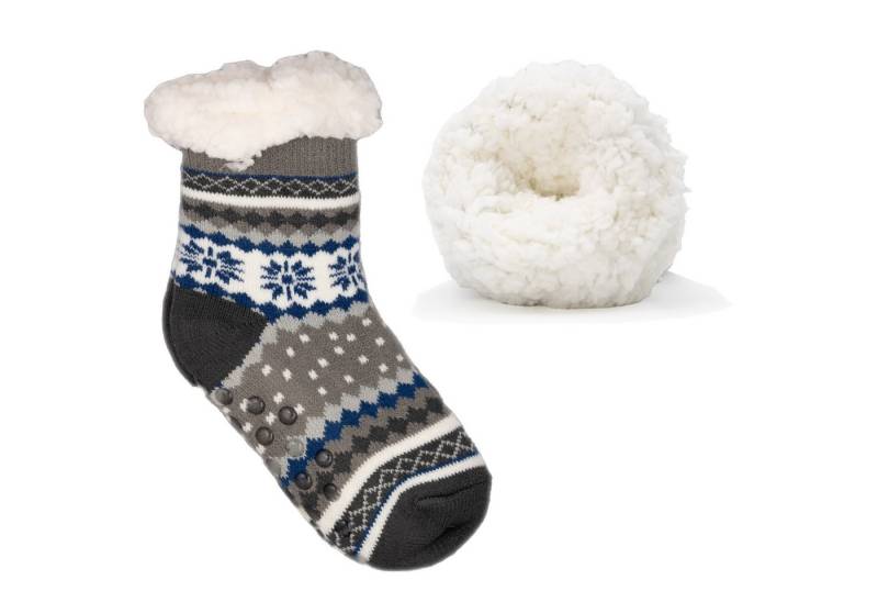 Frostfighter Haussocken Kinder / Jungen Hüttensocken mit ABS Stoppersohle (1-Paar) Hüttenschuhe, Wolkenfutter, dicke warme gefütterte Socken Gr.30-35 von Frostfighter