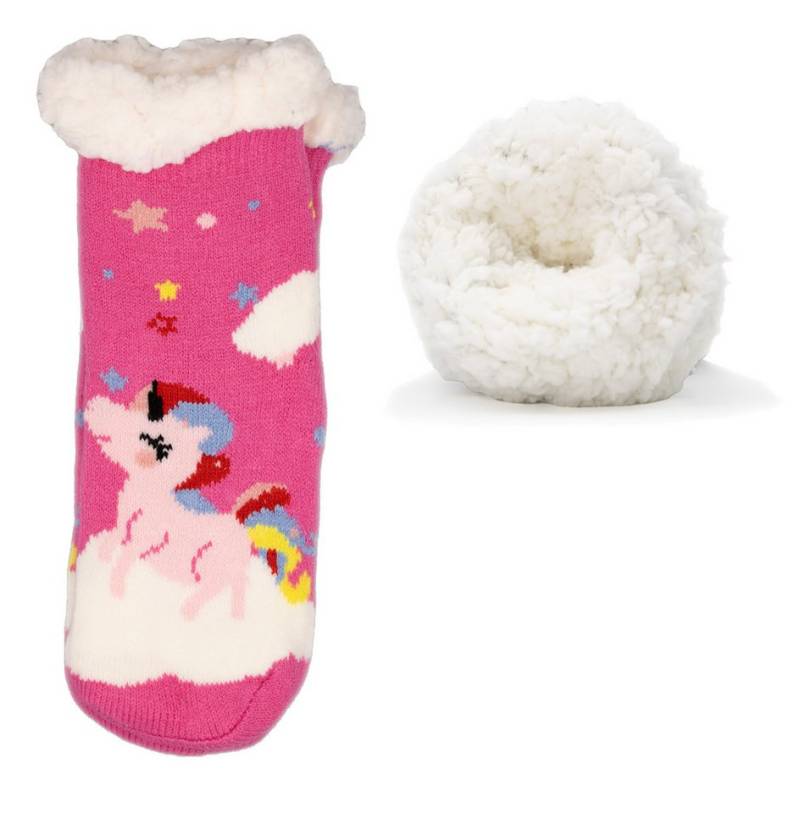 Frostfighter Haussocken Kinder / Mädchen Hüttensocken mit ABS Stoppersohle (1-Paar) Hüttenschuhe, Wolkenfutter, dicke warme gefütterte Socken Gr.30-35 von Frostfighter