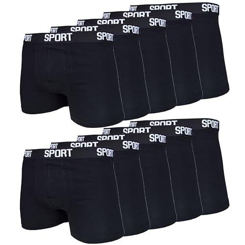Frostfighter Herren Boxershorts (10er Pack) Baumwolle Retroshorts Männer Unterhosen Unterwäsche (DE/NL/SE/PL, Alphanumerisch, L, Regular, Regular, Schwarz) von Frostfighter