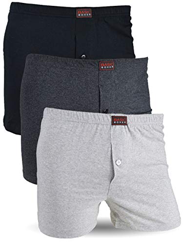 Frostfighter Herren Boxershorts (6er Pack) Unterhosen Schwarz Jersey Baumwolle M - 10XL (DE/NL/SE/PL, Alphanumerisch, 3XL, Regular, Regular, Schwarz, Dunkelgrau, Hellgrau) von Frostfighter