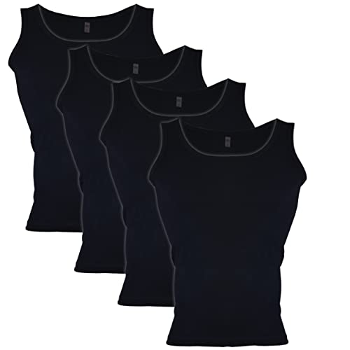 Frostfighter Herren Feinripp Unterhemd (4er Pack) 100% Baumwolle, Unterwäsche, Tank-Top, Schwarz/Weiß (as3, Alpha, 3X_l, Regular, Regular, Schwarz) von Frostfighter