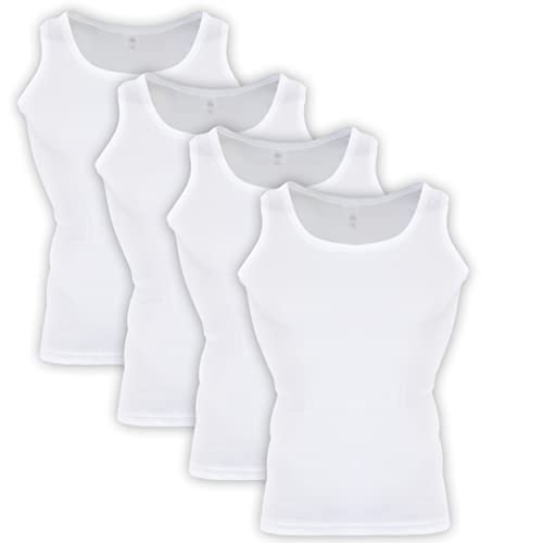 Frostfighter Herren Feinripp Unterhemd (4er Pack) 100% Baumwolle, Unterwäsche, Tank-Top, Schwarz/Weiß (as3, Alpha, xx_l, Regular, Regular, Weiß) von Frostfighter