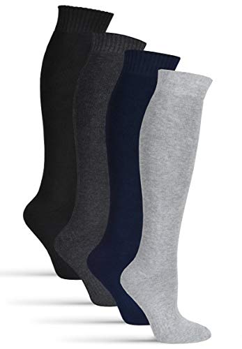 Frostfighter Herren Thermo Kniestrümpfe (4x Paar) Winter Ski Vollfrottee Innenfutter Baumwolle (Mehrfarbig - Schwarz - Blau Anthrazit Grau, 39-42) von Frostfighter