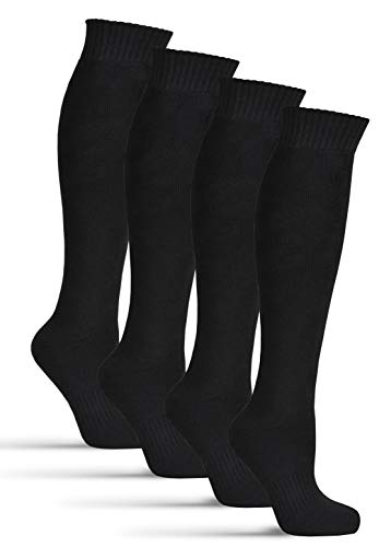 Frostfighter Herren Thermo Kniestrümpfe (4x Paar) Winter Ski Vollfrottee Innenfutter Baumwolle (Schwarz, 39-42) von Frostfighter