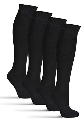 Frostfighter Herren Thermo Kniestrümpfe (4x Paar) Winter Ski Vollfrottee Innenfutter Baumwolle (Schwarz, 43-46) von Frostfighter