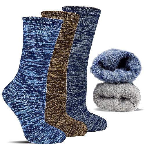 Frostfighter Herren Thermosocken sehr warm ohne Gummi (3x Paar) Wintersocken Baumwolle Ski Vollfrottee dickes Innenfutter (39-42, Farbauswahl 3) von Frostfighter