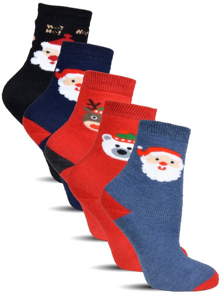 Frostfighter Thermosocken Kinder Weihnachtssocken (Beutel, 6 Paar) Anitipilling Innenfutter, Vollfrottee Innenfutter von Frostfighter