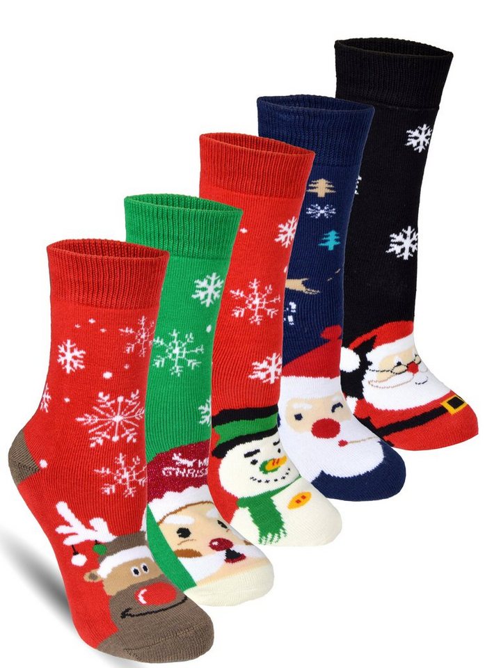 Frostfighter Thermosocken Damen Weihnachtssocken (6 Paar) Anitipilling Innenfutter, Vollfrottee Innenfutter von Frostfighter