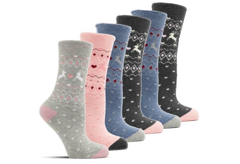 Frostfighter Thermosocken Wintersocken ohne Gummi für Damen (6-Paar) dicke warme gefütterte Socken aus Baumwolle von Frostfighter