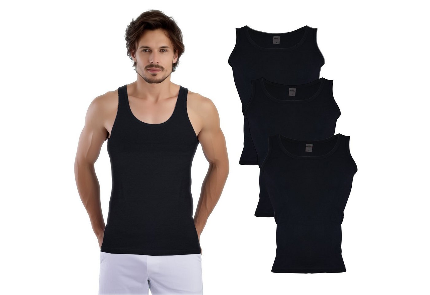 Frostfighter Unterhemd Herren Tank-Top (4-St) 100% Baumwolle, Feinripp, Schwarz oder Weiß von Frostfighter