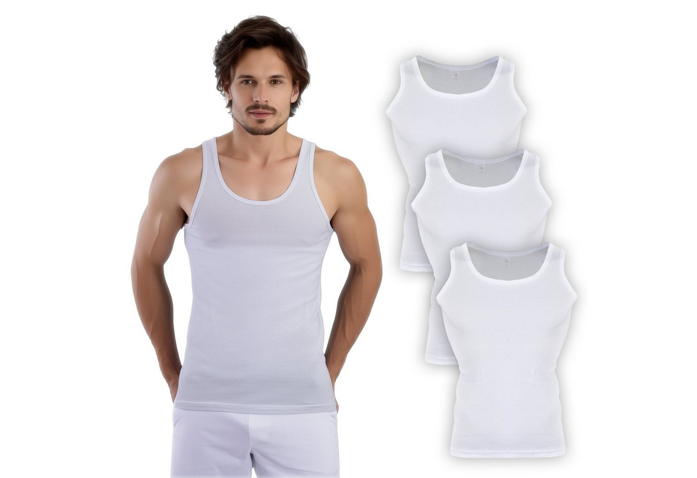 Frostfighter Unterhemd Herren Tank-Top (4-St) 100% Baumwolle, Feinripp, Schwarz oder Weiß von Frostfighter