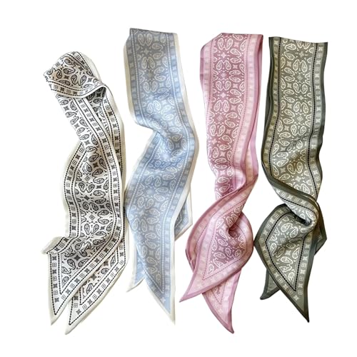 FrostyFlair 4 Stück Bandana, 90x6cm Modisches Boho-Stirnband Festival Accessoires, Weiches Leichtgewicht Bandana Damen, Halstuch Damen, Kopftuch, Seidentuch FrostyFlair 4 Stück Bandana, 90x6cm Modisches Boho-Stirnband Festival Accessoires, Weiches Leichtgewicht Bandana Damen, Halstuch Damen, Kopftuch, Seidentuch von FrostyFlair