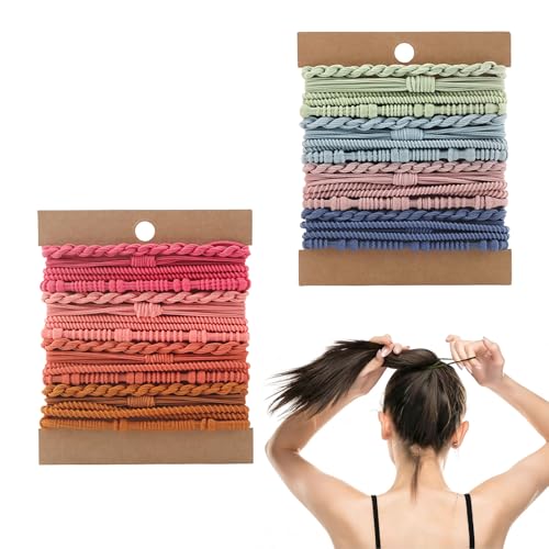 FrostyFlair Boho-Haargummis, 32 Teiliges Boho Armband Haargummi Set, Haargummi Damen, Haarschmuck, Haarschmuck Mädchen mit 10 Farben und 4 Stilvollen Designs FrostyFlair Boho-Haargummis, 32 Teiliges Boho Armband Haargummi Set, Haargummi Damen, Haarschmuck, Haarschmuck Mädchen mit 10 Farben und 4 Stilvollen Designs von FrostyFlair