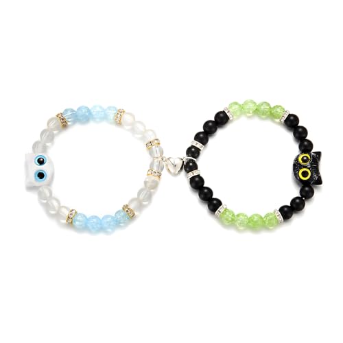 FrostyFlair Freundschaftsarmbänder, 2 Stück Katzenperlen Freundschaftsarmband, Schwarz Weißes Herz Freundschaftsbänder, Freundschaftsarmbänder Kinder, Couple Armband FrostyFlair Freundschaftsarmbänder, 2 Stück Katzenperlen Freundschaftsarmband, Schwarz Weißes Herz Freundschaftsbänder, Freundschaftsarmbänder Kinder, Couple Armband von FrostyFlair