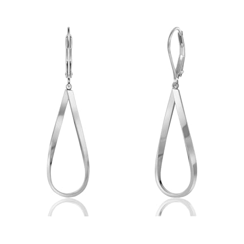 FrostyFlair Ohrringe Silber 925, Tropfenförmiger Leverback Ohrringe Silber, Trendy Wassertropfen-Tropfen-Gedreht Dangle Creolen Silber 925 FrostyFlair Ohrringe Silber 925, Tropfenförmiger Leverback Ohrringe Silber, Trendy Wassertropfen-Tropfen-Gedreht Dangle Creolen Silber 925 von FrostyFlair