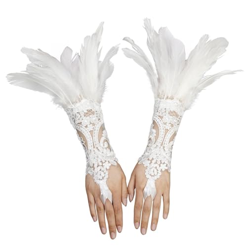 Braut Blumen Handschuhe Für Junggesellinnenabschied Junggesellinnenabschied Für Hochzeit Spitze Hochzeit Handschuhe Feder Foto Requisiten Lange Handschuhe Frauen von Frotox