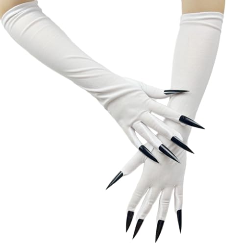 Frotox Fingernägel Vollfingerhandschuhe Mit Langen Nägeln Für Halloween Kostüm Requisiten. Fingernägel Handschuhe Vampirklaue Nägel von Frotox