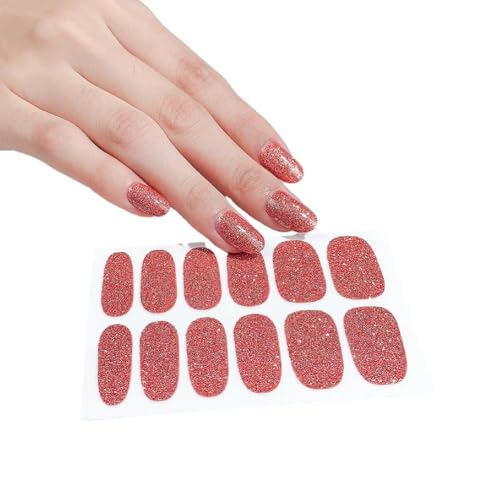 Glitzernde Vollwickel Nagelaufkleber Nagellack Aufkleber Glitzernde Selbstklebende Wasserfeste Nagelkunst Abziehbilder Maniküre Nagelspitzen Nagelaufkleber Rote Glitzernde Nagelfolien von Frotox