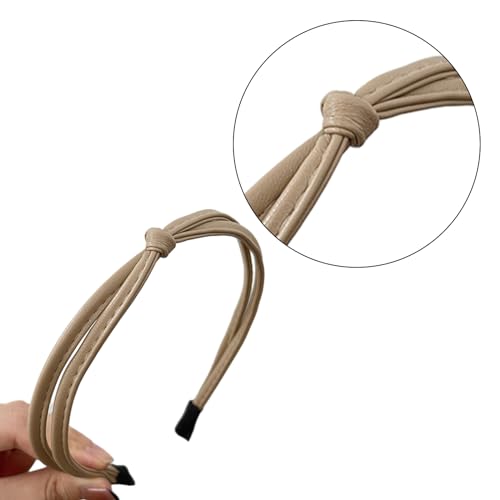 Mode PU Geknotet Stirnband Für Frauen Dinner Party Headhoop Französisch Haarband Weibliche Haar Styling Zubehör PU Leder Haarband von Frotox