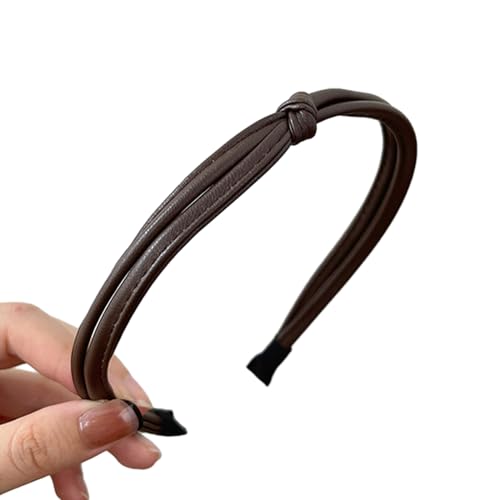 Mode PU Geknotet Stirnband Für Frauen Dinner Party Headhoop Französisch Haarband Weibliche Haar Styling Zubehör PU Leder Haarband von Frotox