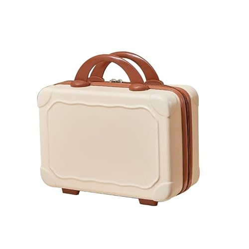 Tragbare 14 Zoll Make-up Reise Handgepäck ABS Tragen Make-up Koffer Kosmetiktasche für Reisen Camping Frauen Mädchen Gepäck Make-up Tasche, beige von Frotox