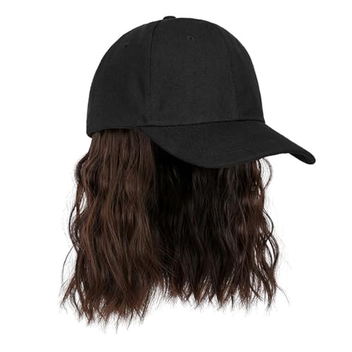 Verstellbare Baseballkappe Mit Lockigem Haar Perücke Für Frauen Mädchen Cosplay Kostüm Bob Haar Perücke Haar Styling Perückenkappe Kunstfaser Perücke Haarhut von Frotox