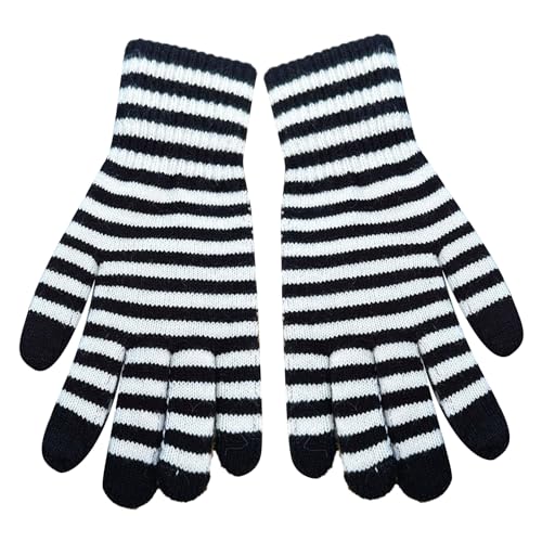 Winterhandschuhe Für Männer Und Frauen Handy Touch Schwarz Weiß Gestreift Warme Handschuhe Weiche Strickhandschuhe Elastische Manschette Winterhandschuhe Für Damen von Frotox