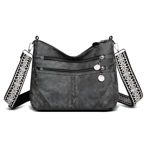 Frouen Crossbody-Taschen für Damen, PU-Leder, Damen-Crossbody-Taschen mit verstellbarem breitem Schultergurt, Taschen für Frauen, Handtaschen, Crossbody mit mehreren Taschen, Schwarz , 27*11*18.5cm Frouen Crossbody-Taschen für Damen, PU-Leder, Damen-Crossbody-Taschen mit verstellbarem breitem Schultergurt, Taschen für Frauen, Handtaschen, Crossbody mit mehreren Taschen, Schwarz , 27*11*18.5cm von Frouen