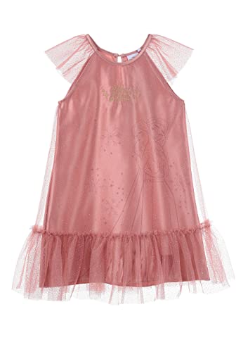 Frozen - Die Eiskönigin Anna & ELSA Mädchen Abend-Kleid Kinder Festkleid Kleidchen Tüllkleid (104, Pink) von Frozen - Die Eiskönigin