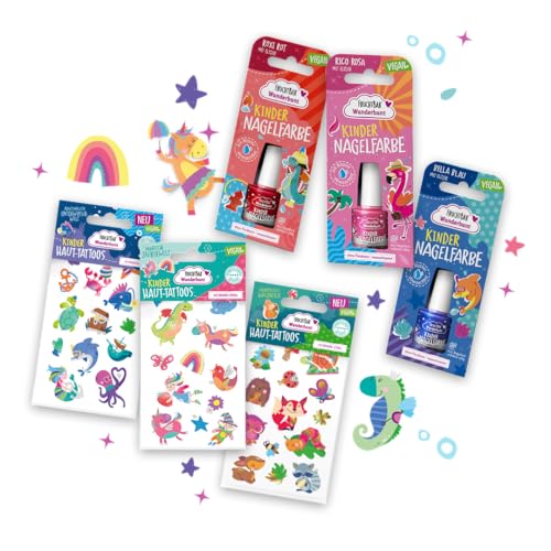 FruchtBar Wunderbunt Set mit Kinder-Nagellack und Haut-Tattoos, 6er Set für Kinder ab 3 Jahren von FruchtBar