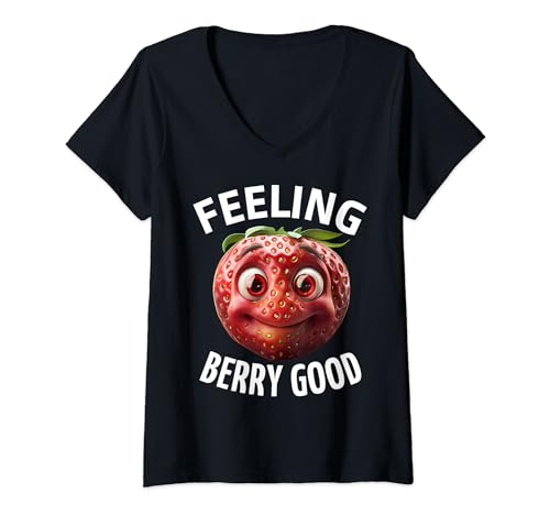 Damen Feeling berry good Früchte Erdbeer Frucht Geschenk Erdbeere T-Shirt mit V-Ausschnitt Damen Feeling berry good Früchte Erdbeer Frucht Geschenk Erdbeere T-Shirt mit V-Ausschnitt von Früchte Liebhaber Obst Erdbeeren Geschenkidee