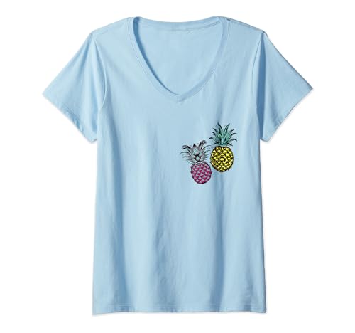 Damen Ananas Sommer Outfit Bunte Trendy Ananas für Früchte Fans T-Shirt mit V-Ausschnitt Damen Ananas Sommer Outfit Bunte Trendy Ananas für Früchte Fans T-Shirt mit V-Ausschnitt von Früchte und Gemüse Designs by Christine-Krahl