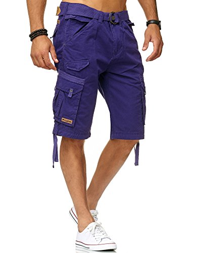 Früchtl Herren Cargo Shorts Bermuda Kurze Hose mit Gürtel aus 100% Baumwolle, Dark-Blue, W31 von Früchtl