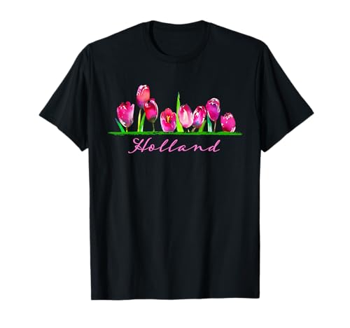 Holland Aquarell Tulpe Blume Frauen Mädchen Blumen Gärtner T-Shirt von Frühlings-Tulpen-Blumen-Blumenmuster von Pine Hill