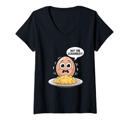Damen Lustiges Ei Frühstück Spruch Not The Scramble T-Shirt mit V-Ausschnitt Damen Lustiges Ei Frühstück Spruch Not The Scramble T-Shirt mit V-Ausschnitt von Frühstück Humor Ei Cartoon Witz Küche Brunch