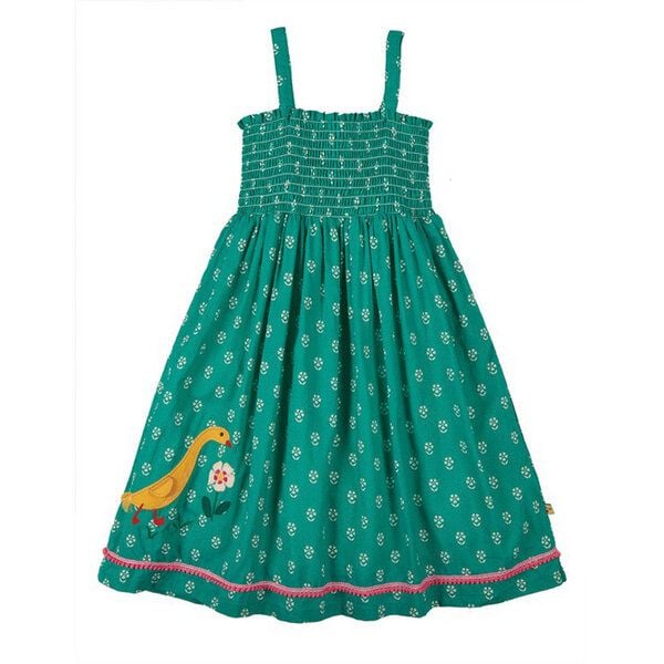 Frugi 2-in-1 Rock-Kleid Cora in jasmin mit Entenapplikation von Frugi